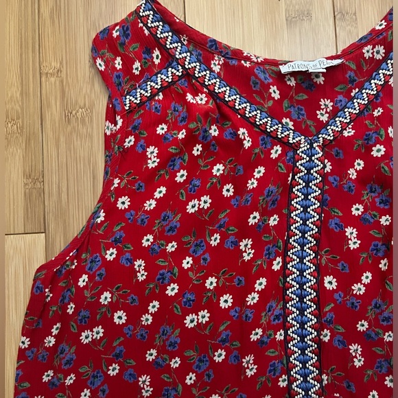 Patrons of Peace Red Ruffle bohemian loose fitting tank top - Picture 4 of 4